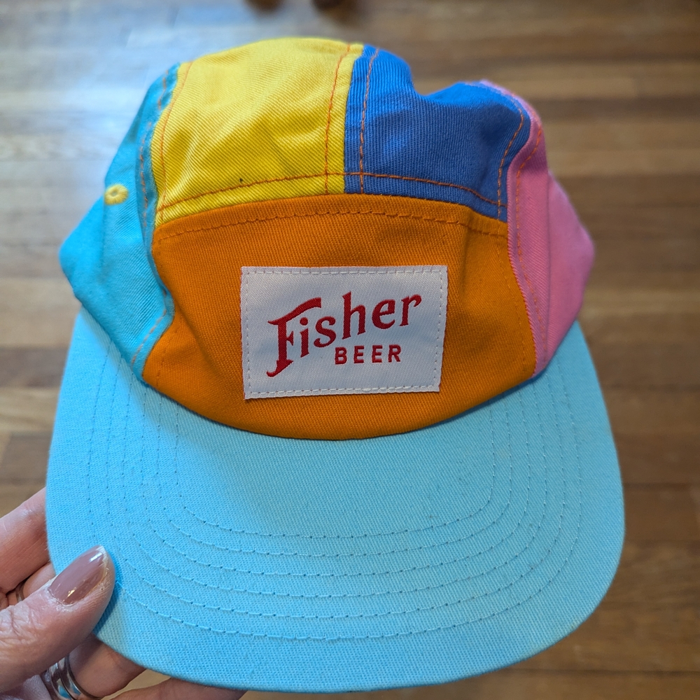90s Fisher Beer Colorblock Flat Brim Cap, Adult Size, Adjustable